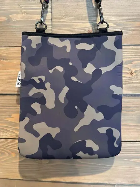 Julia Rose Camo Neoprene Crossbody Bag, Red Stripe & Star Strap - Picture 7 of 8